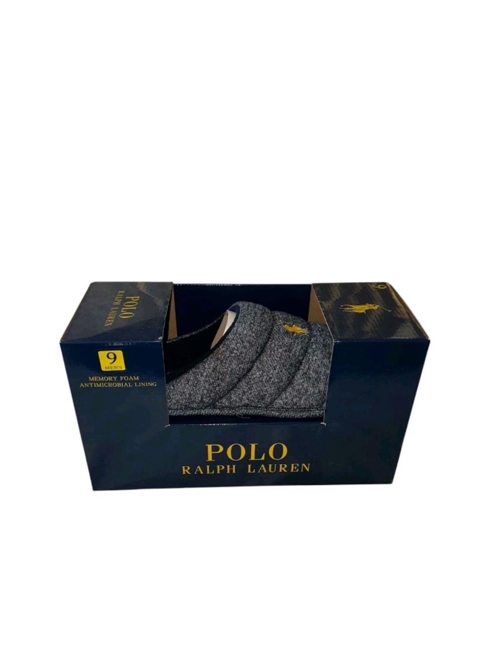Size - 9 Polo Ralph Lauren Quilted Memory Foam Slippers with Yellow Logo